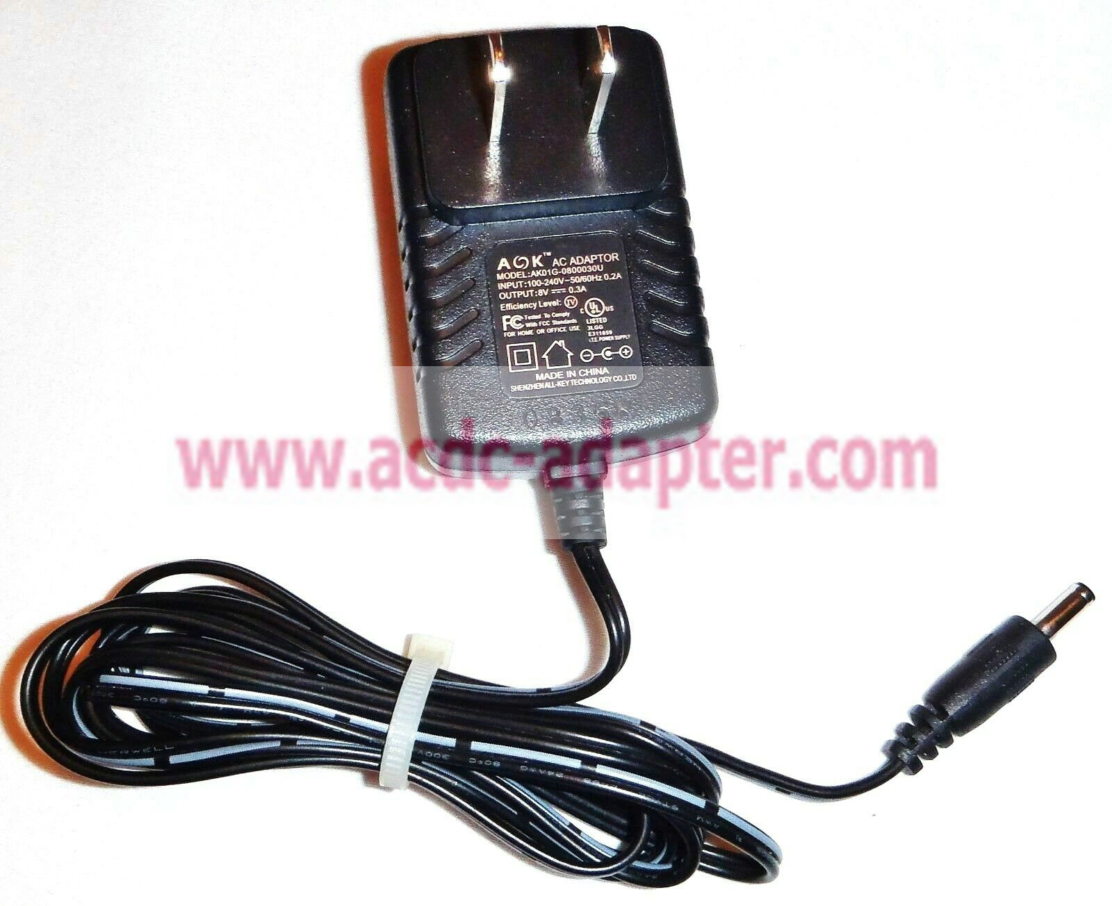 Genuine AOK AK01G-0800030U 8V 0.3A AC/DC Power Supply Battery Charger Adapter - Click Image to Close